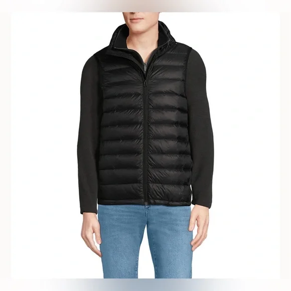 Lands' End Men's Black Puffer Vest - Picture 1 of 9